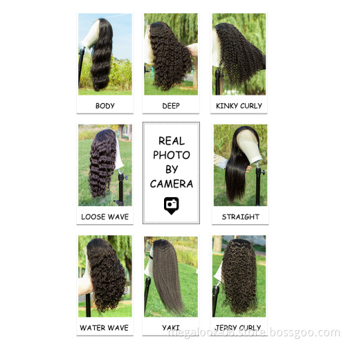 MegaLook 30 Inch 32Inch Indian Virgin Human Hair Wigs,Brazilian Peruvian Body Wave 4X4 Cuticle Aligned 3 Part Lace Closure Wig